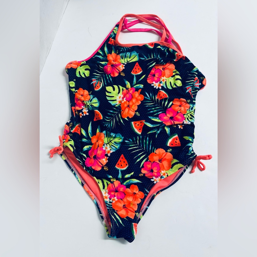 Wonder Nation Floral Multicolor One Piece Swimsuit, Lightweight. SIZE.   L 10-12